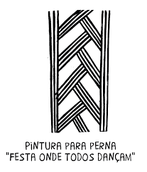 Desenho vertical de pintura para perna com legenda Festa onde todos dançam